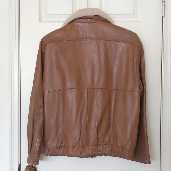 Vintage Lakeland Men 100% Genuine Leather lined jacket removable faux fur collar - Picture 2 of 8